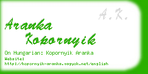 aranka kopornyik business card